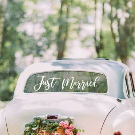 Sticker mariage pour voiture "Just Married"