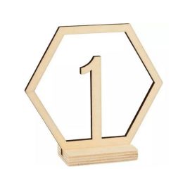 Numéros de table héxagonaux en bois (1 à 15)