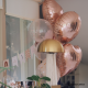 Bouquet de ballons confettis rose gold, rose et blanc