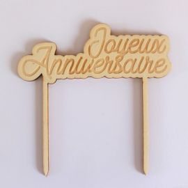 Cake topper Anniversaire plexi bois - script