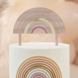 Cake topper arc-en-ciel en bois et plexiglas