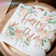 Serviettes florales joyeux anniversaire rose gold