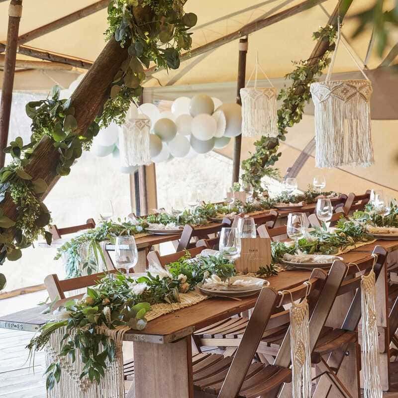 Chemin de Table en Macramé, Chemin de Table Lavable avec Pompons