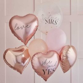 Ballons Just Married Blanc et Ocre Doré x10