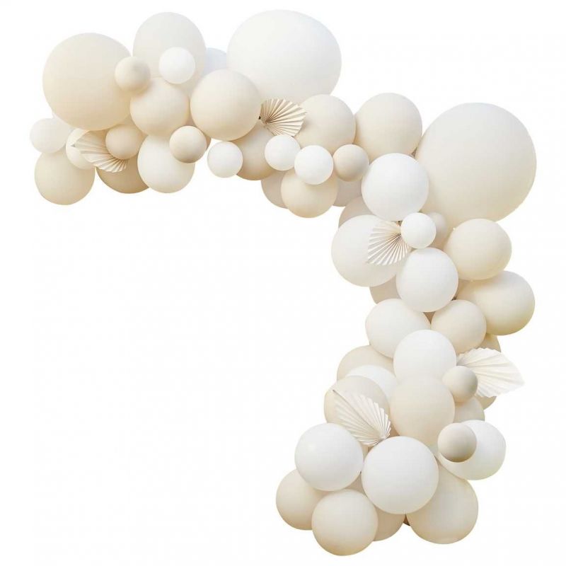 Kit arche de ballons en latex rose gold et blanc 4m