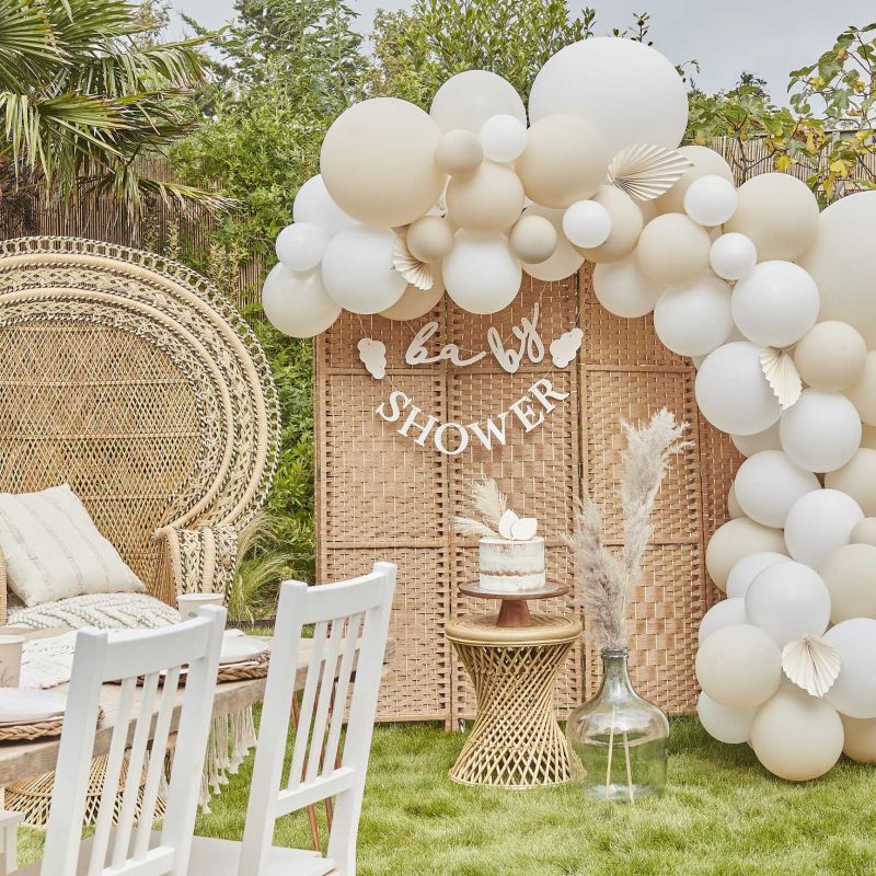 Guirxiété de ballons en arc, couleur beige, rose, blanc, or, nude