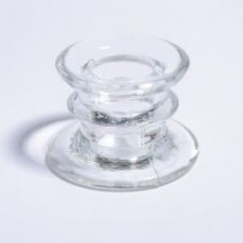 Bougeoir vintage en verre transparent - petit modèle