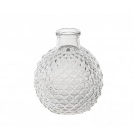 Vase boule en verre cannelé