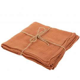 Lot de 4 serviettes gaze de coton terracotta