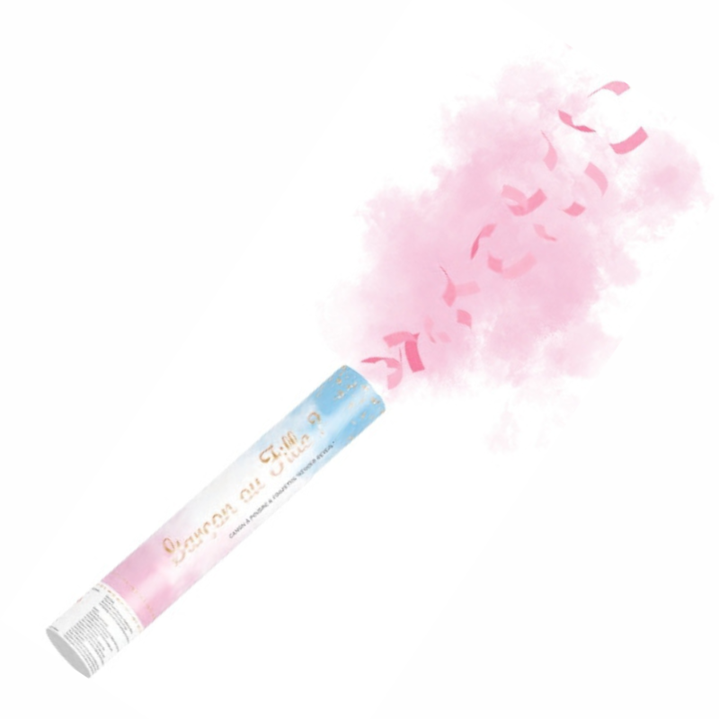 FAIRSHOP24 Baby Shower Spray 200 ml Rose I Décoration de fête de genre  Boy-or-Girl, canon à confettis pour fête prénatale, poudre de couleur  Bengale