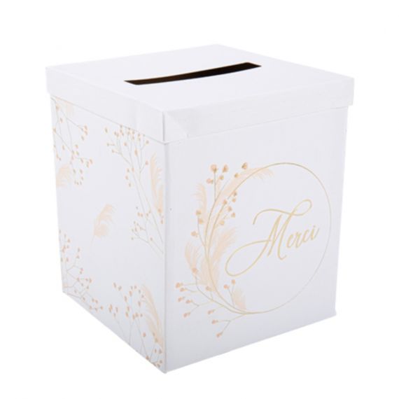 Urne Merci avec pampa et fleurs - blush et or