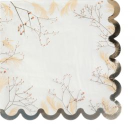 Serviettes jetables pampa et fleurs, blush et or