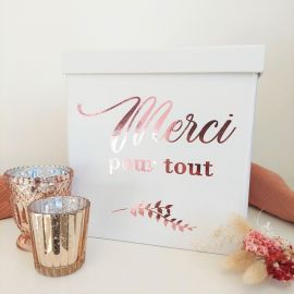 Urne rose gold et blanche "merci pour tout"