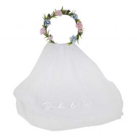 Couronne florale avec voile "bride to be"