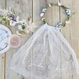 Couronne EVJF florale avec voile "bride To Be"