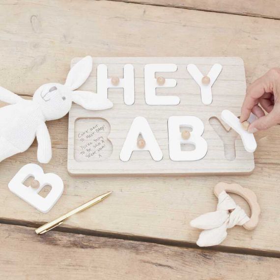 Livre d'or puzzle “Hey Baby” en bois