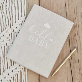 Livre d'or bébé “Hello Baby” avec couverture en lin