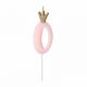 Bougie chiffre rose clair avec couronne or