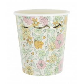 Gobelets fleurs liberty liberty rose, jaune et or x8