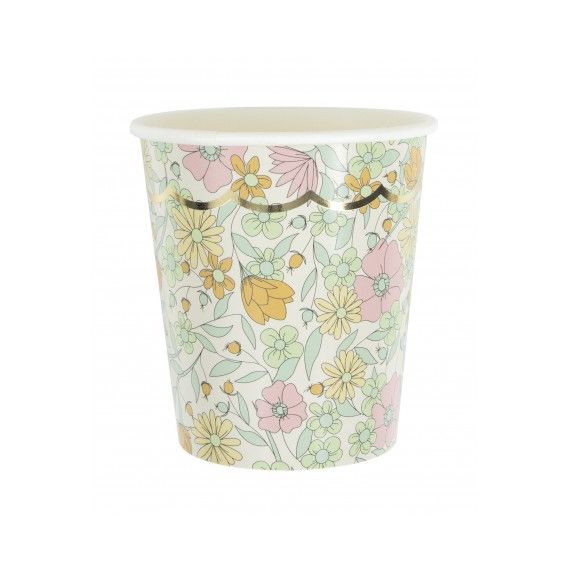 Gobelets fleurs liberty liberty rose, jaune et or x8