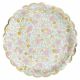 Assiettes liberty fleurs rose, jaune et or x8