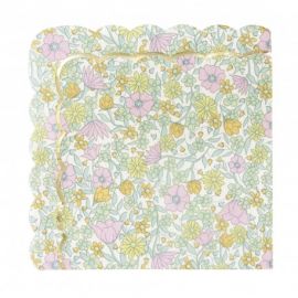 Serviettes à fleurs liberty rose, jaune et or x16