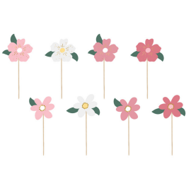 Cupcake toppers fleurs roses