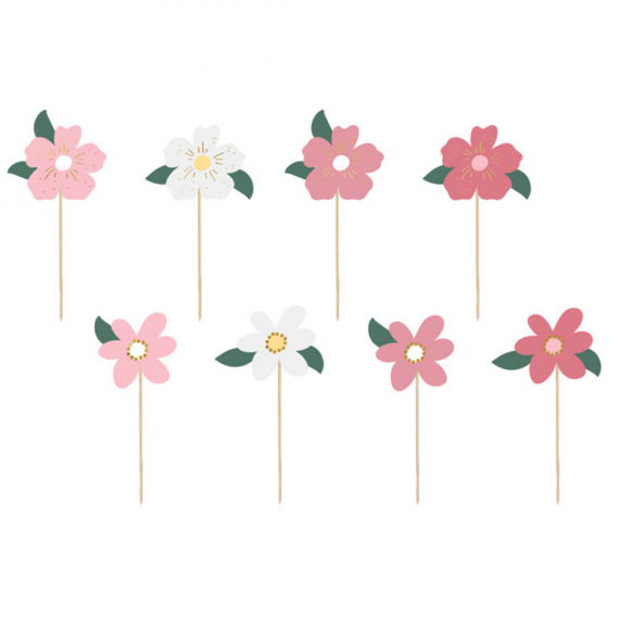 Cupcake toppers fleurs roses
