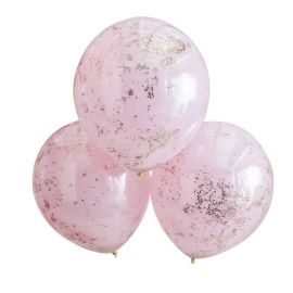 Ballons confettis rose gold double paroi x3