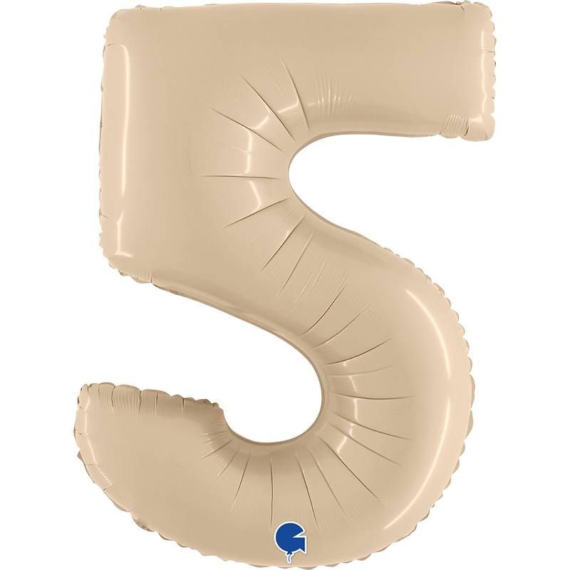 Numéro Ballon Feuille d'Hélium XL - Numéro 1 an - Crème - Satin - Nu - 100  cm - 1 an