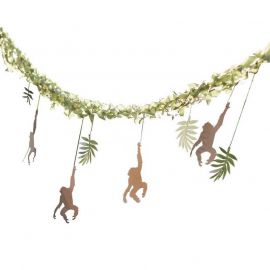 Guirlande anniversaire jungle singe et feuilles tropicales