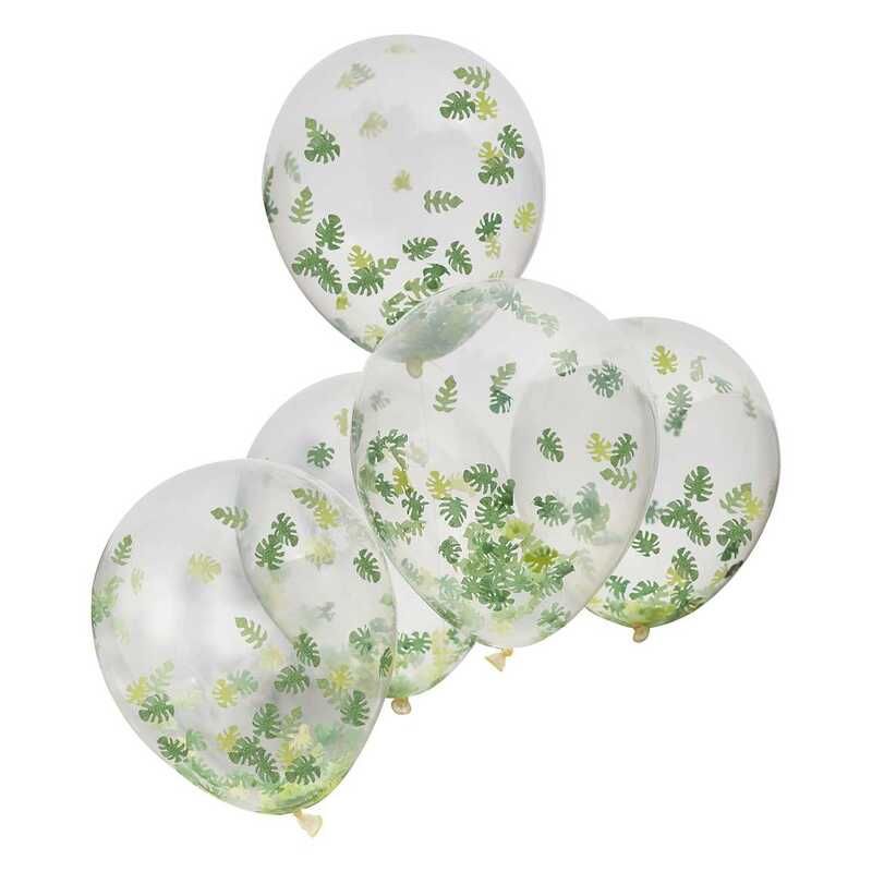Ballons d'anniversaire à confettis de feuilles