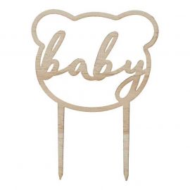 Cake topper en bois baby nounours