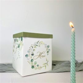 Urne merci eucalyptus vert et or