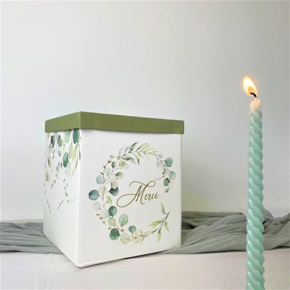 Urne merci eucalyptus vert et or