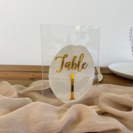 Numéros de table mariage en plexis et bois x5