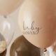 Ballons confettis nounours camel, marron et nude pour baby shower