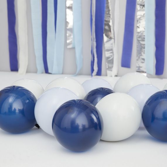 Lot de 40 ballons de baudruche bleu marine, bleu clair et gris