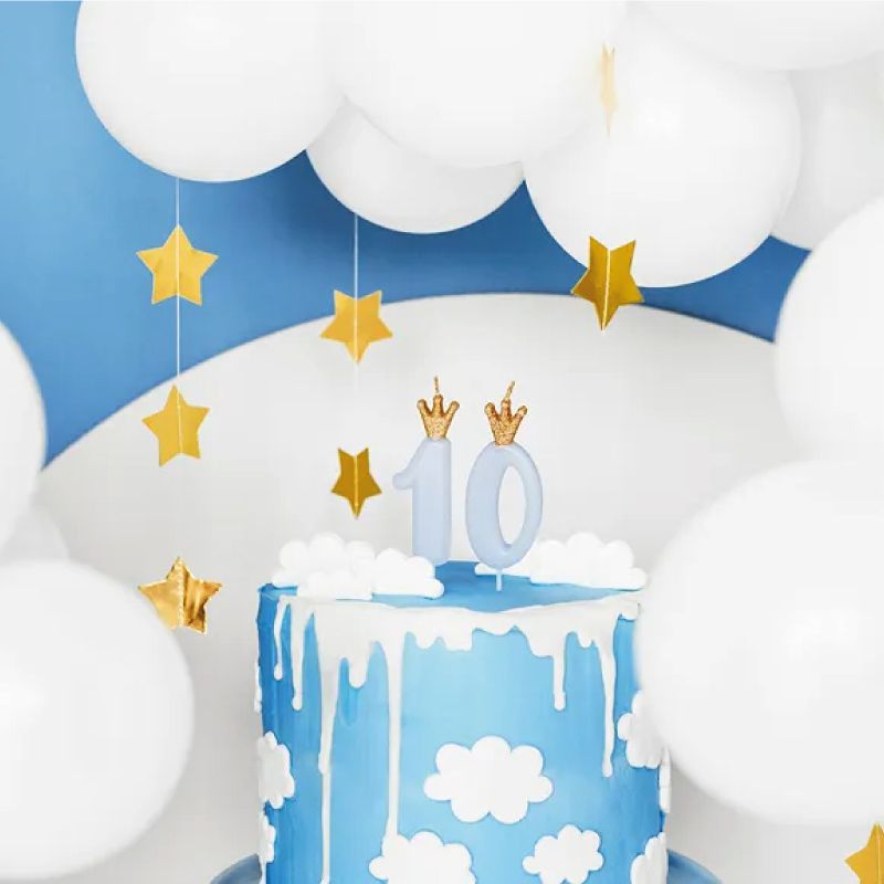 Bougie anniversaire bleu avec couronne or - MODERN CONFETTI