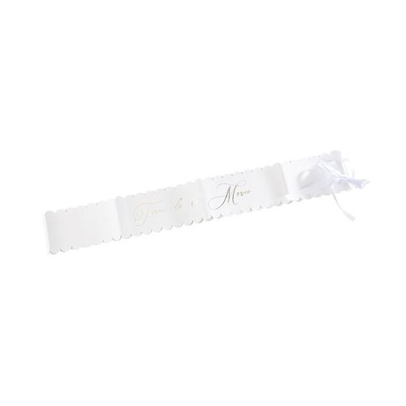 Echarpe Dentelle Team de la Mariee Blanche et Or avec Ruban Satin Blanc