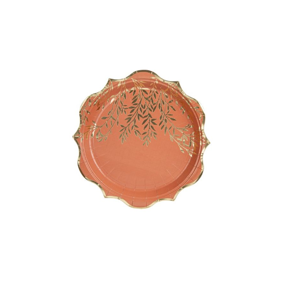 Assiettes Terracotta et Or x8