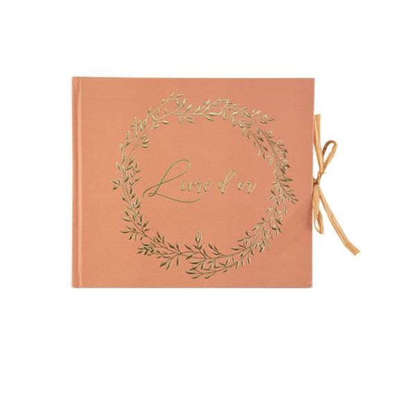 Livre d'or terracotta et or avec raphia