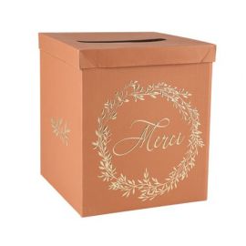 Urne "merci" en carton terracotta - mariage, anniversaire