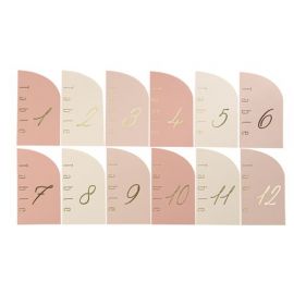 12 Marque-Tables Curve Nude, Blush, Terracotta et Or