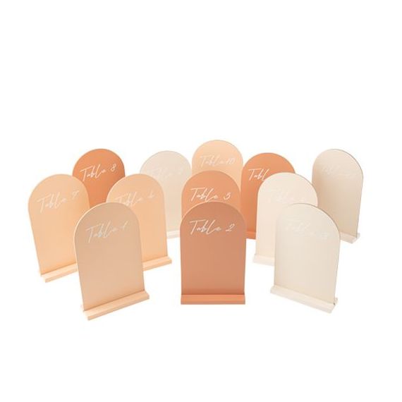 12 Marque-Tables Curve creme, nude et terracotta