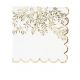 16 serviettes jetables blanches et or