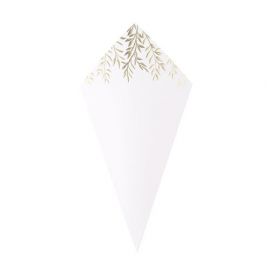 Assiettes blanches et or Jolis Brins x8 - MODERN CONFETTI