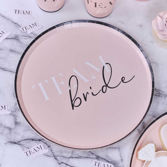 assiettes girly Team bride pour EVJF x8