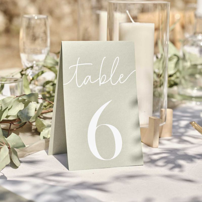 Numéro de table carton vert sauge - MODERN CONFETTI