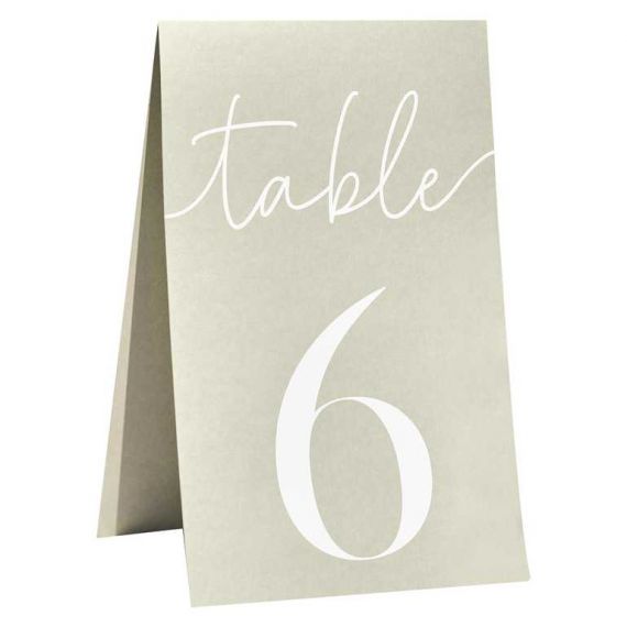 Numéro de table papier vert sauge